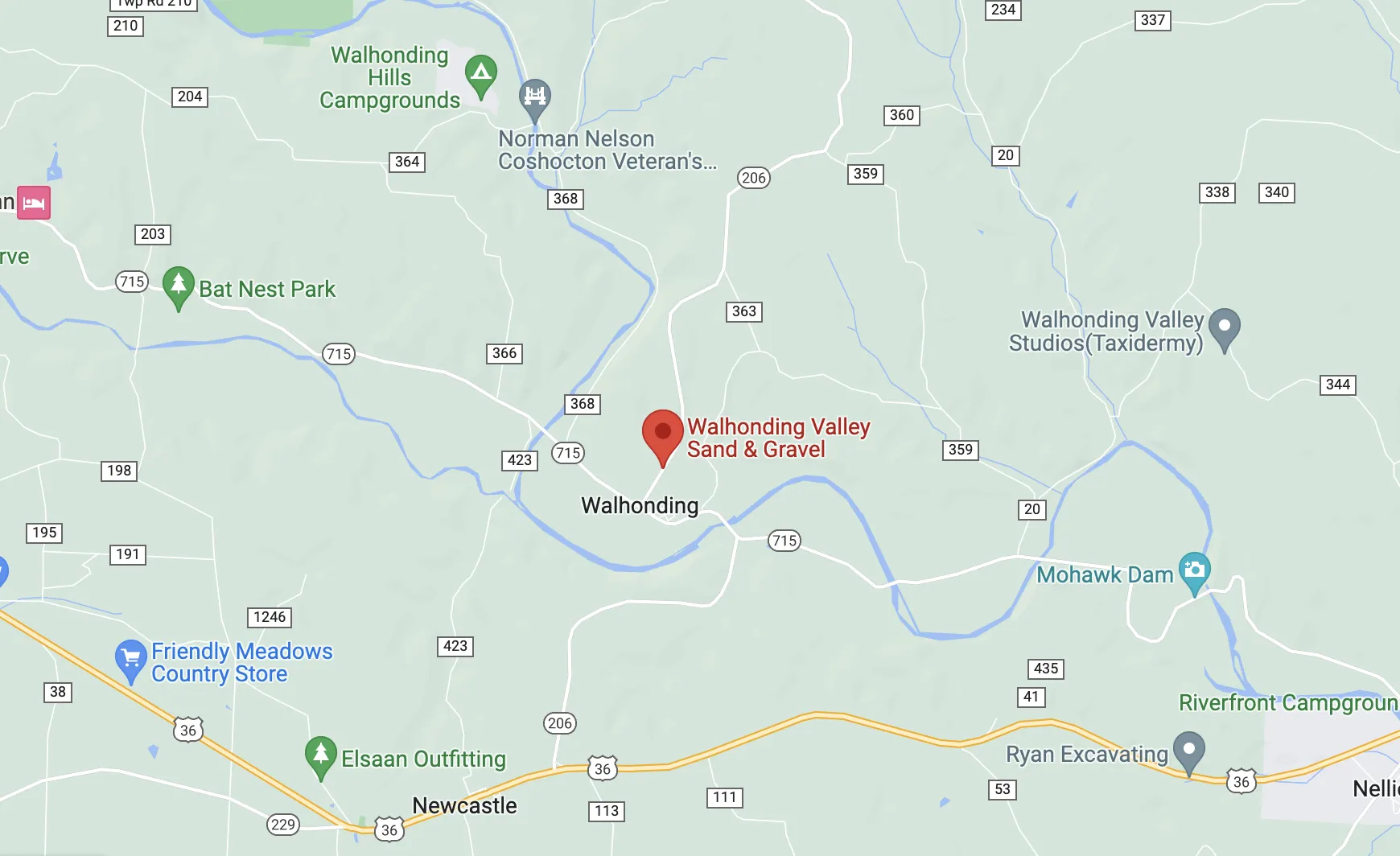 Walhonding Valley Sand and Stone map